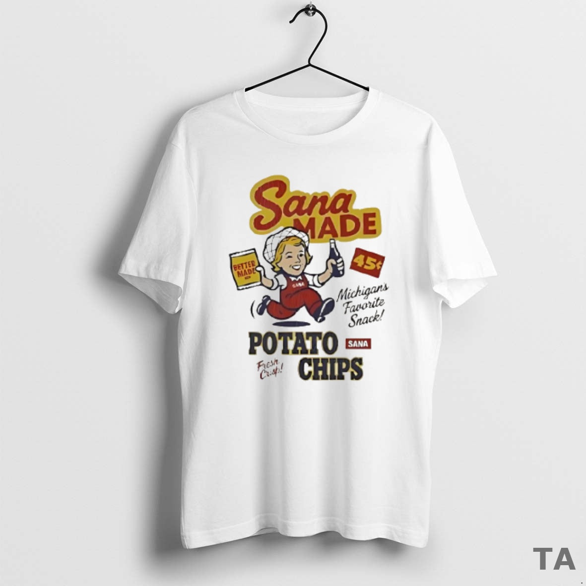 Top Sana Made Potato Chips Better Made Michigans Favorite Snack Cartoon T Shirt Sweater Hoodie, Sweatshirt | HypeCrazeTee.com
