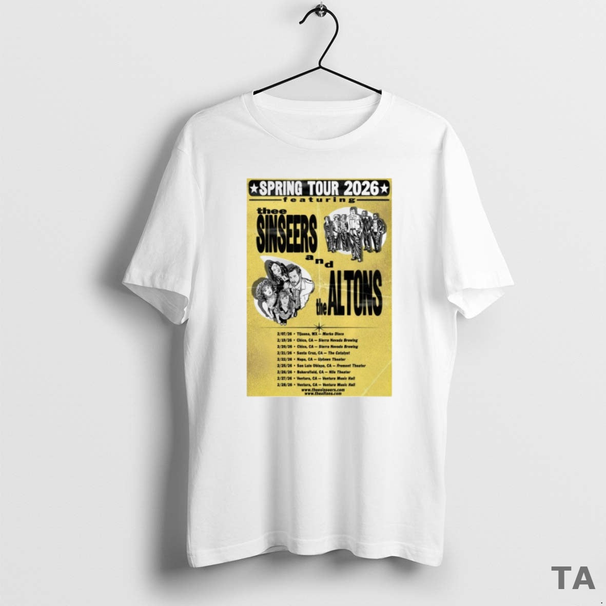 Top Thee Sinseers And The Altons Spring 2026 Tour Dates T Shirt Sweater Hoodie, Sweatshirt | HypeCrazeTee.com