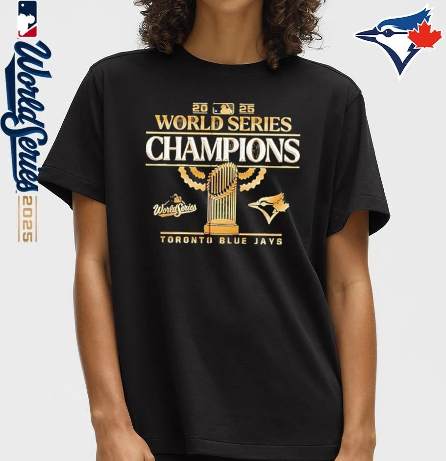 Toronto Blue Jays 2025 World Series Champions Trophy Gold T-Shirt