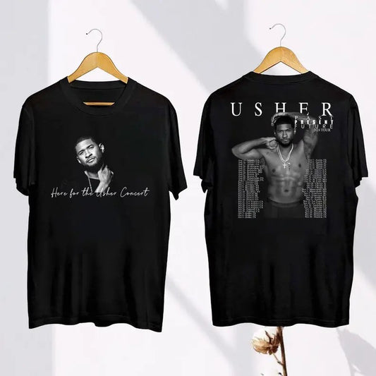 Tour 2024 Ussher Past Present Future Shirt, Usherr Concert 2024 Shirt, Usher Fan Gift, Ussher 90s Vintage Shirt Cotton Menswear