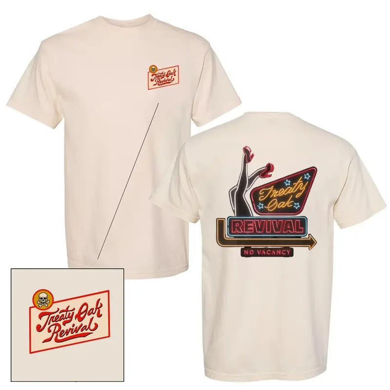 Treaty Oak Revival No Vacancy Shirt, Bold Neon Sign Design T-shirt, Unisex Graphic Tees For Music Lovers and Concert...