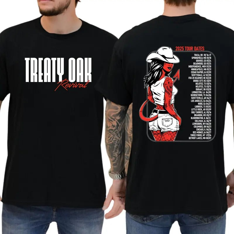 Treaty Oak Revival Tour 2025 T-Shirt, Graphic Tees For Music Lovers and Concert Goers, Classic Cotton, Country Music Band...