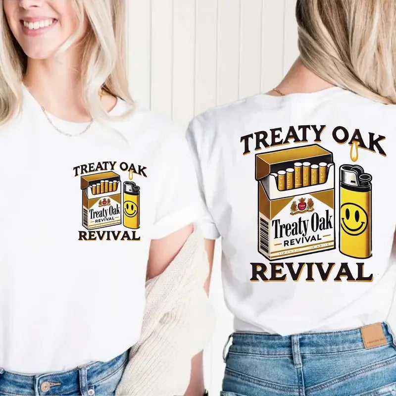 Treatyy 0ak RevivaI Both Sides Tee, Country Music Top, Pop Culture Tee, Unisex Short Sleeve Tee Shirt, Casual Clothing...