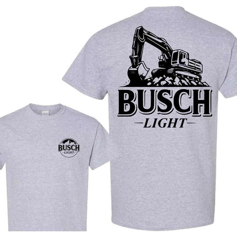 Trending Busch Light Excavator T-shirt, Busch Light Blue Collar Worker Graphics Unisex Cotton T-shirt for Dad Mom...