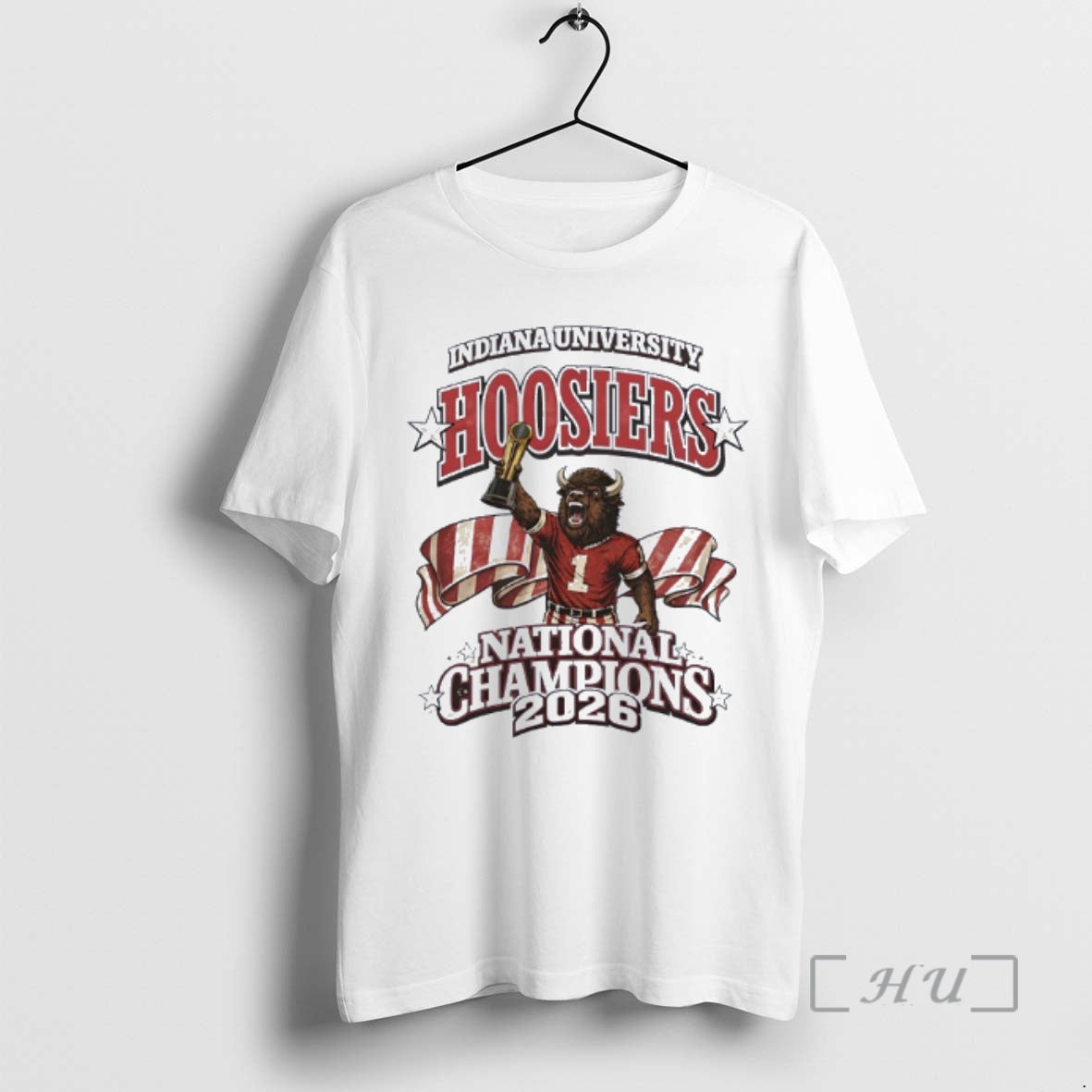 Trending Indiana Hoosiers University Football Mascot Holding Trophy Rose Bowl Game 2026 Premium T Shirts Hoodie, Sweatshirt