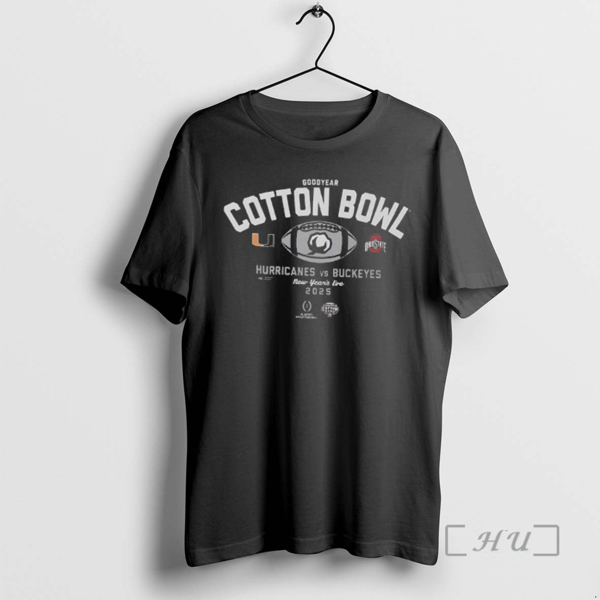 Trending Ohio State Vs Miami 2025 Goodyear Cotton Bowl New Years Eve 2 Sided Premium T-Shirts, Hoodie, Sweatshirt