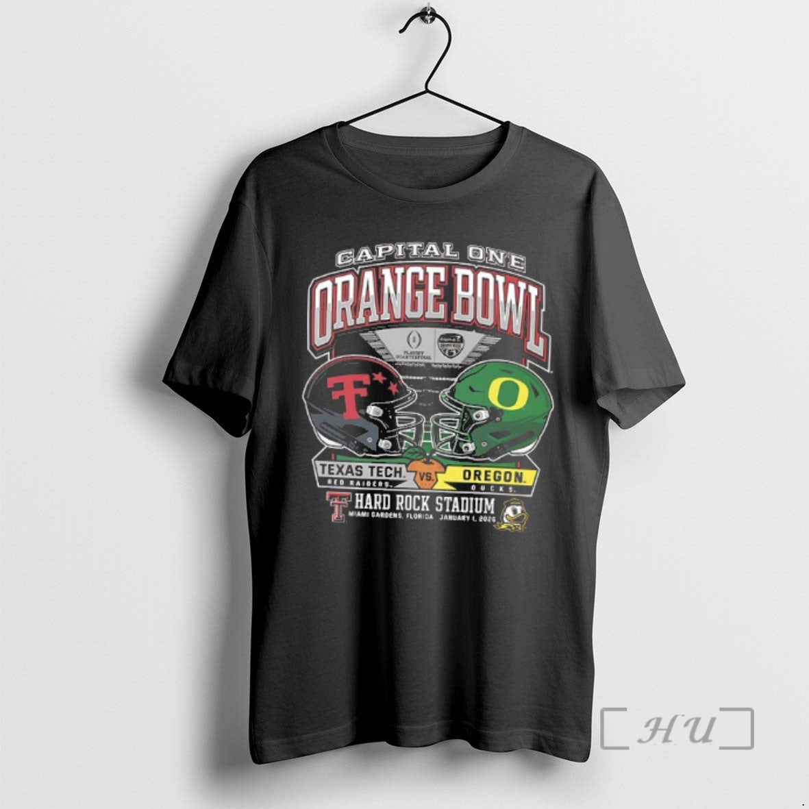 Trending Texas Tech Vs Oregon 2025 Capital One Orange Bowl Helmet 2 Sided Premium T-Shirts, Hoodie, Sweatshirt