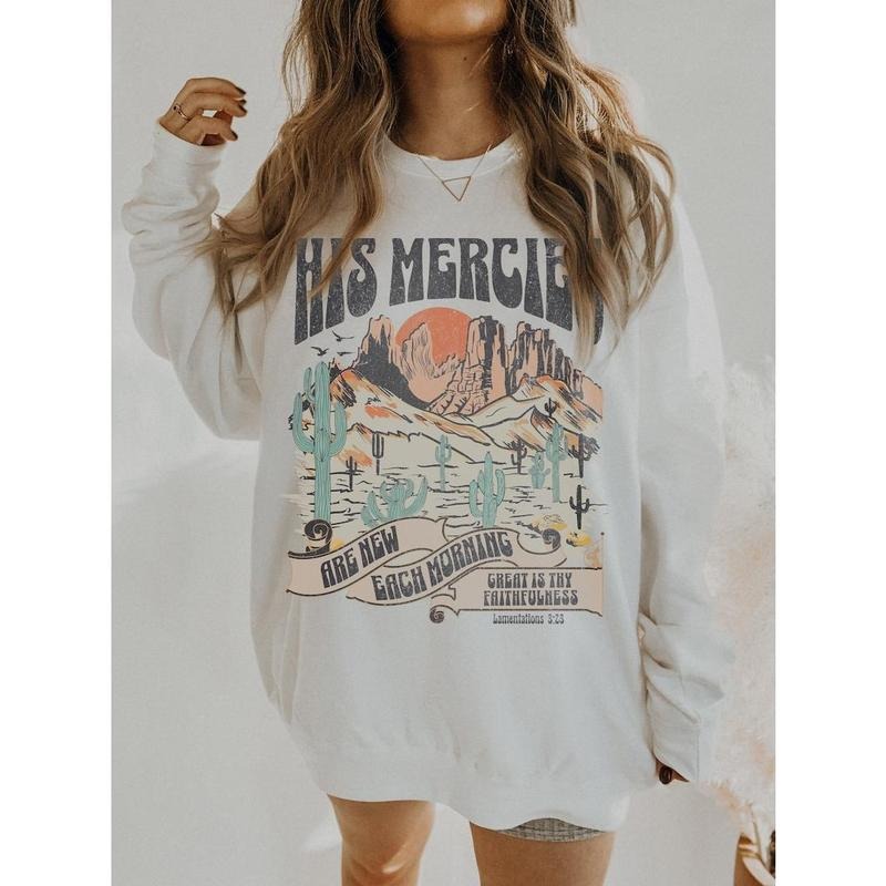 Trendy Christian Sweatshirt His Mercies Are New Bible Verse Shirt Religious Sweatshirt Jesus Sweatshirt Faith Crewneck...