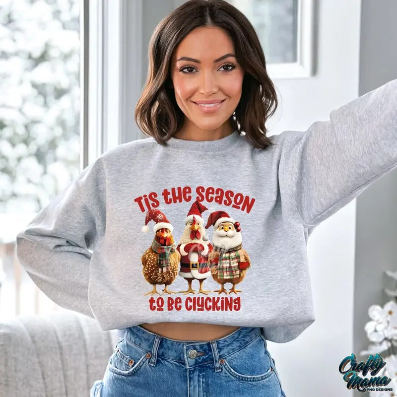 Funny Santa Reindeer Funny Xmas Tis Season Chicken Funny Santa Claus Shirt Cozy Season Happy Family Xmas T-Shirts, Hoodie, Sweatshirt