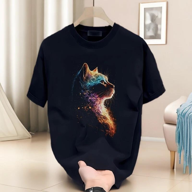Trendy Printed Cartoon Anime Summer round Neck Short Sleeves T-shirt Summer Cool Feeling Loose Leisure All-Matching Half...