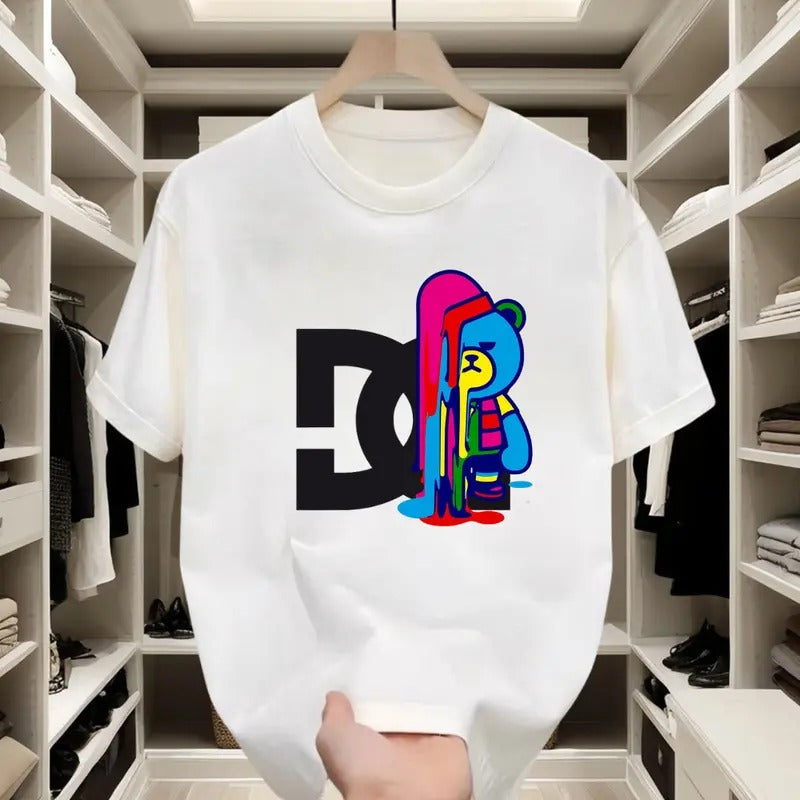 Trendy Rainbow Bear! Light & Comfy, Short - sleeve T - shirt, Eye - catching Graphic Prints, Great for Street Style and...