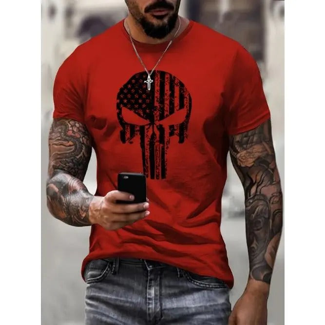 Trendy Skull Graphic Crew Neck T-Shirt - Breathable & Comfortable