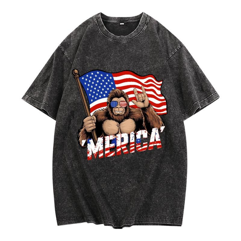 Trendy and Edgy T - Shirt: Make a Bold Statement with a Washed - Effect Tee and Unique Gorilla