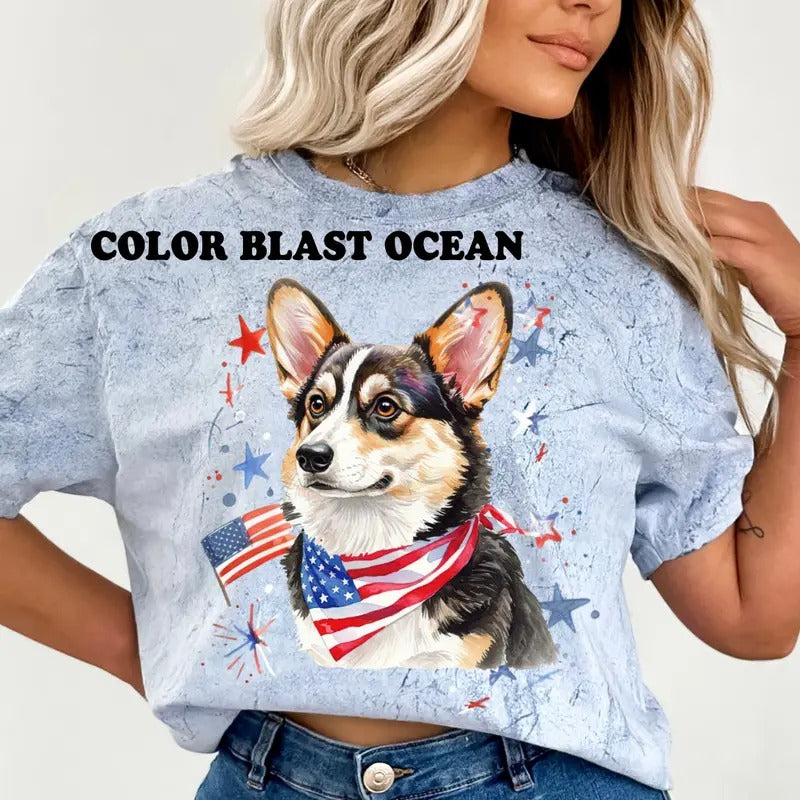 Tri Colored Corgi Patriotic Dog Shirt ~ Unisex Apparel Relaxed Fit Printed In The USA Clothing Womenswear Casual Comfort...