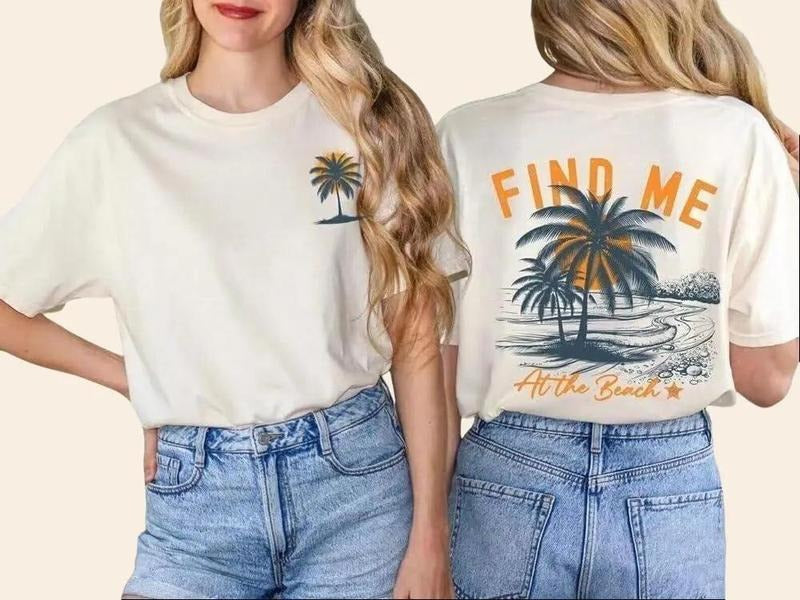 Tropical Hawaiian T Shirt Women Beach Vacation Back and Front Coconut Tree Graphic Tee Summer Travel Short Sleeve Top...