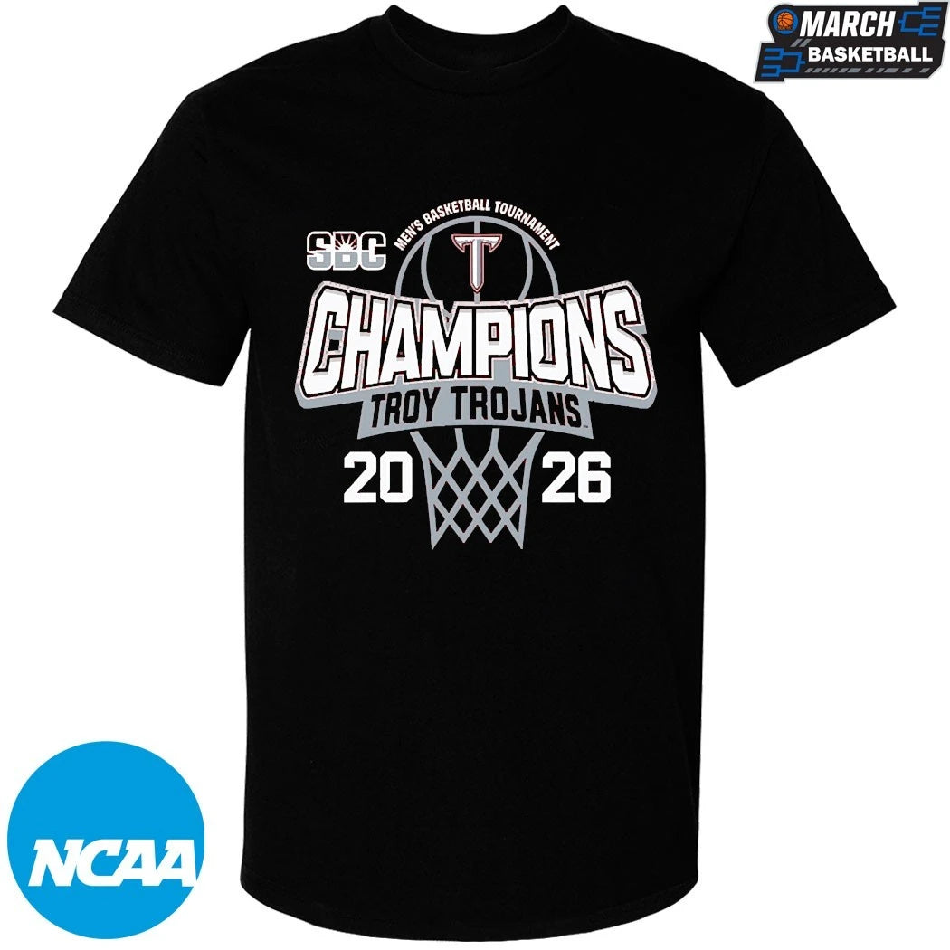 Troy Trojans University 2026 Sun Belt Men’s Basketball Tournament Champions T-Shirts
