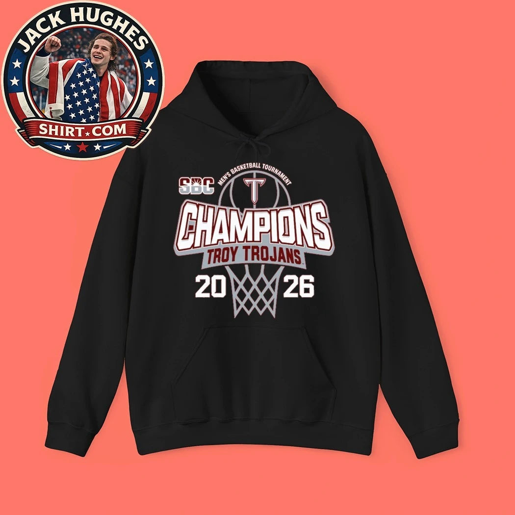 Troy University Trojans Blue 84 Unisex 2026 Sun Belt Men’s Basketball Tournament Champions Logo Graphic T-Shirt