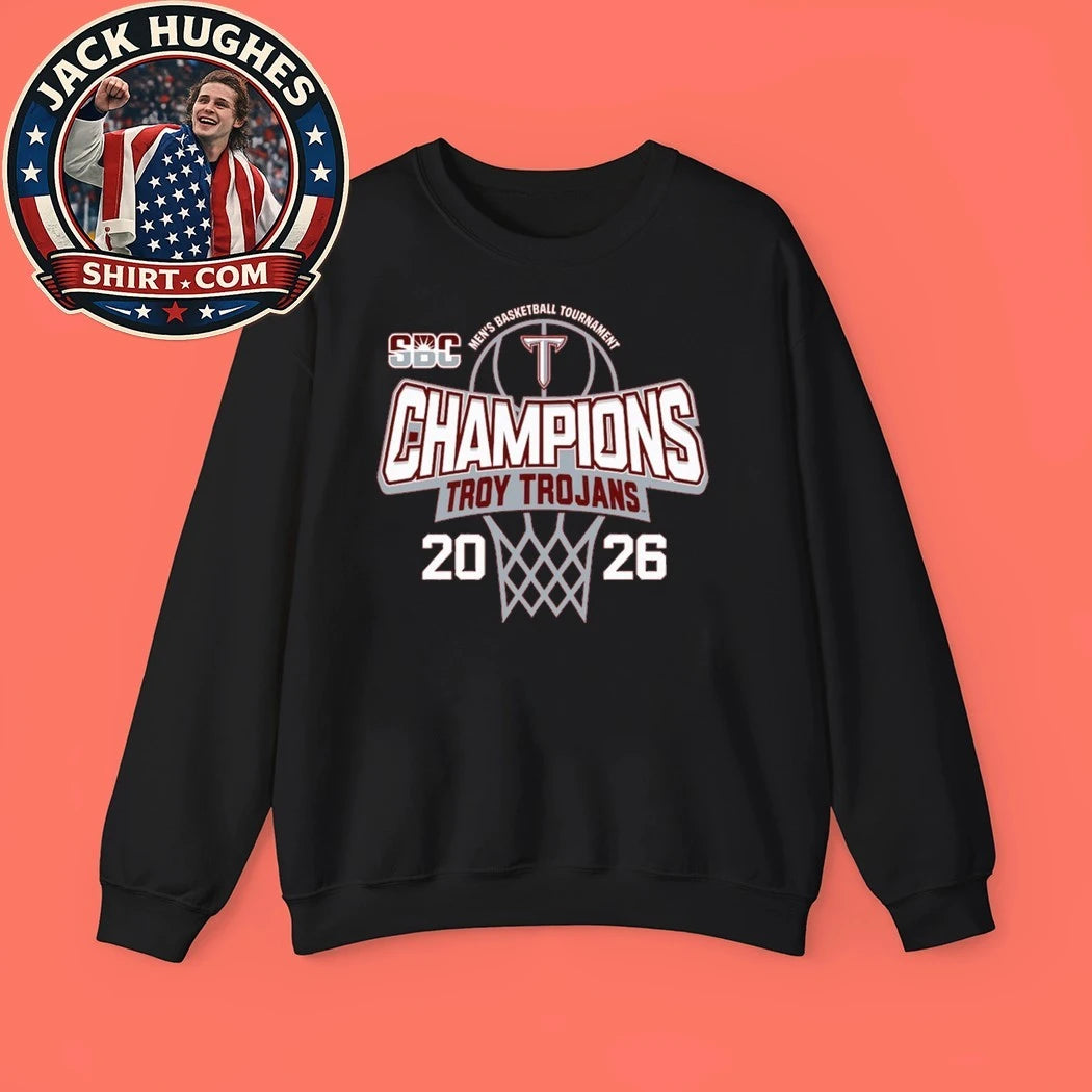 Troy University Trojans Blue 84 Unisex 2026 Sun Belt Men’s Basketball Tournament Champions Logo Graphic T-Shirt