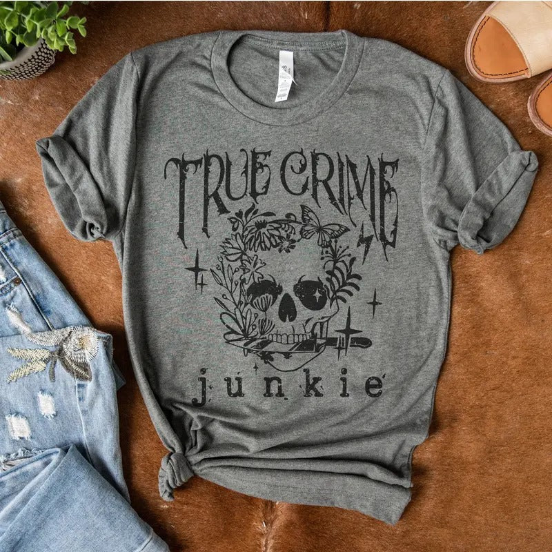 True Crime Junkie T-Shirt Crime Show Tshirt TV Series Tee Soft Print Shirt Crime Junkie T-Shirt Sublimation Print Shirt...