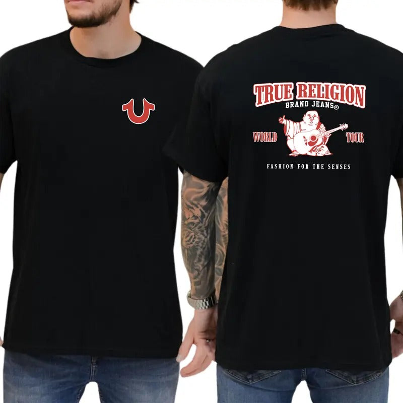 True Religion Shirt, Relaxed Heritage T-Shirt, Xmas Gift Idea, Graphic Printed Cotton Tee For Men, For Women, Holiday...