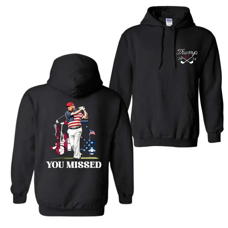 Trum Golf You Missed 2024 Hoodie, Barstol Golf Flag Tee, Trum Second Assassination Attempt Shirt, Gift for Republican,...