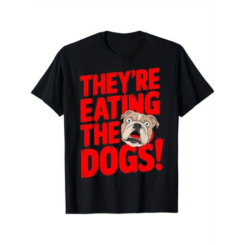 Trump 'They're Eating The Dogs & Cats' Funny Pet Tee - Men's Cotton Casual T-Shirt, Machine Washable, All-Season Comfort...