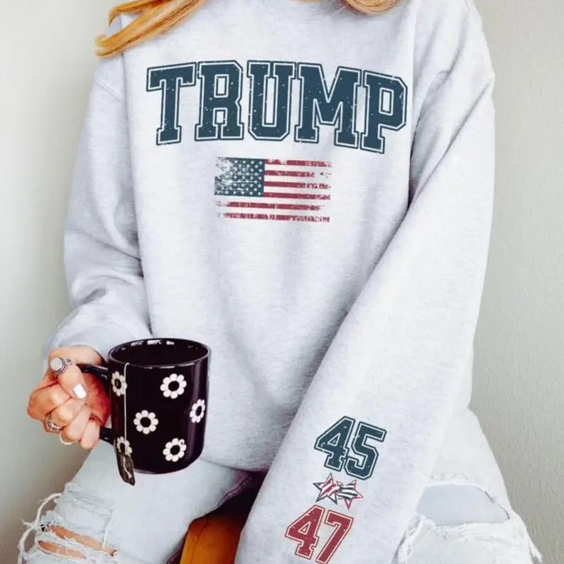 Trump 45-47 Sweatshirt - Limited Edition Unisex Heavy Cotton Tee - Crewneck Fabric Fit Hoodie | HypeCrazeTee.com