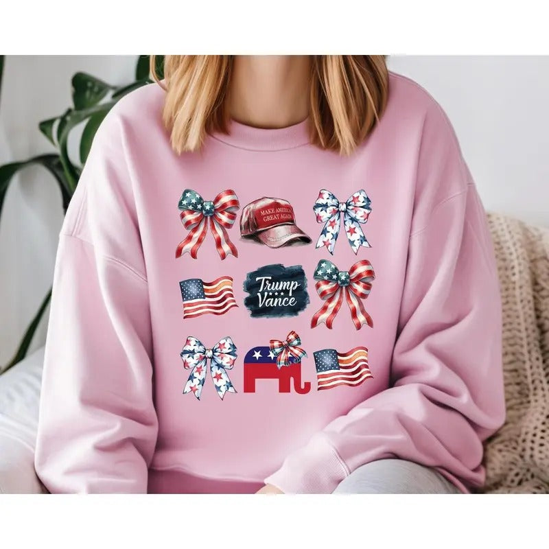 Trump Coquette Sweatshirt, Trump MAGA 45 47 Sweatshirt, Politic Sweatshirts, Cute Trump Shirt, Trump 2024, Trump 45 47,...