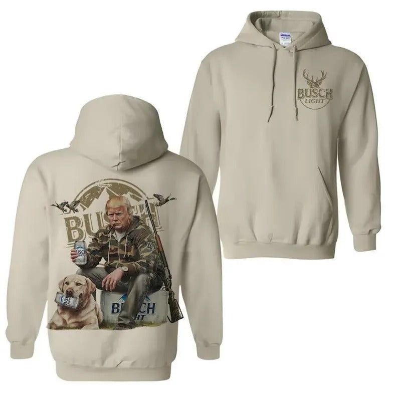 Trump Hunting Busch Light Beer 2 Sided Hoodie, Gun Trump Hunting Sweatshirt, Trump Supporter Shirt For Color For Men and...