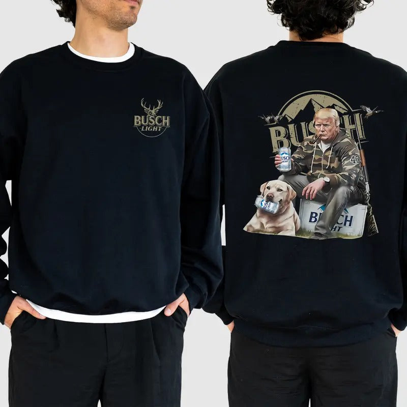 Trump Hunting Busch Light Beer 2 sider Sweatshirt, Trump Hunting Sweatshirt, Graphic Printed Tees For Trump Supporters Hoodie