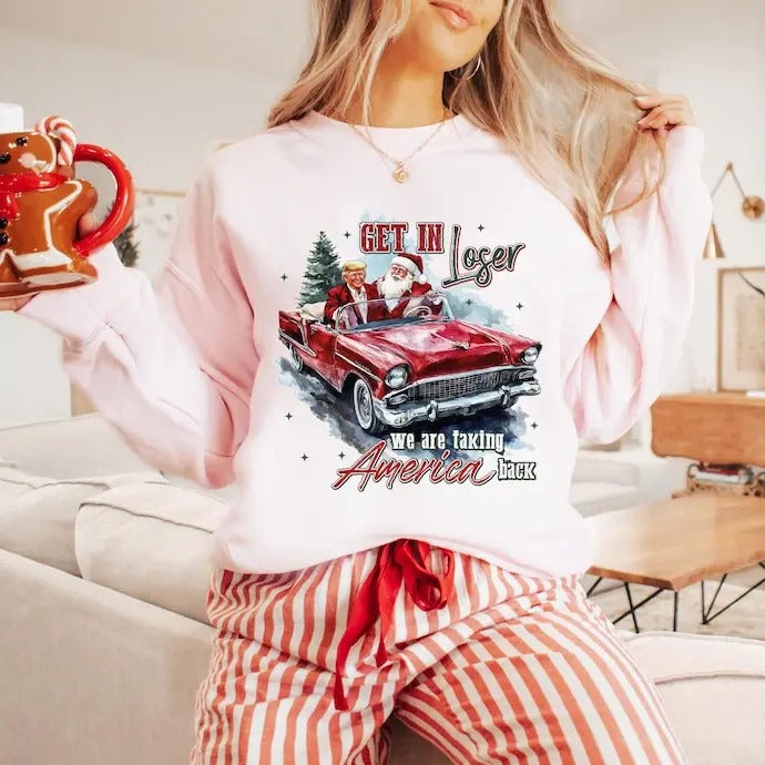 Trump I'll Be Home for Christmas sweatshirt, Republican Xmas Holiday Santa sweatshirt, President Sweate T-Shirts, Hoodie