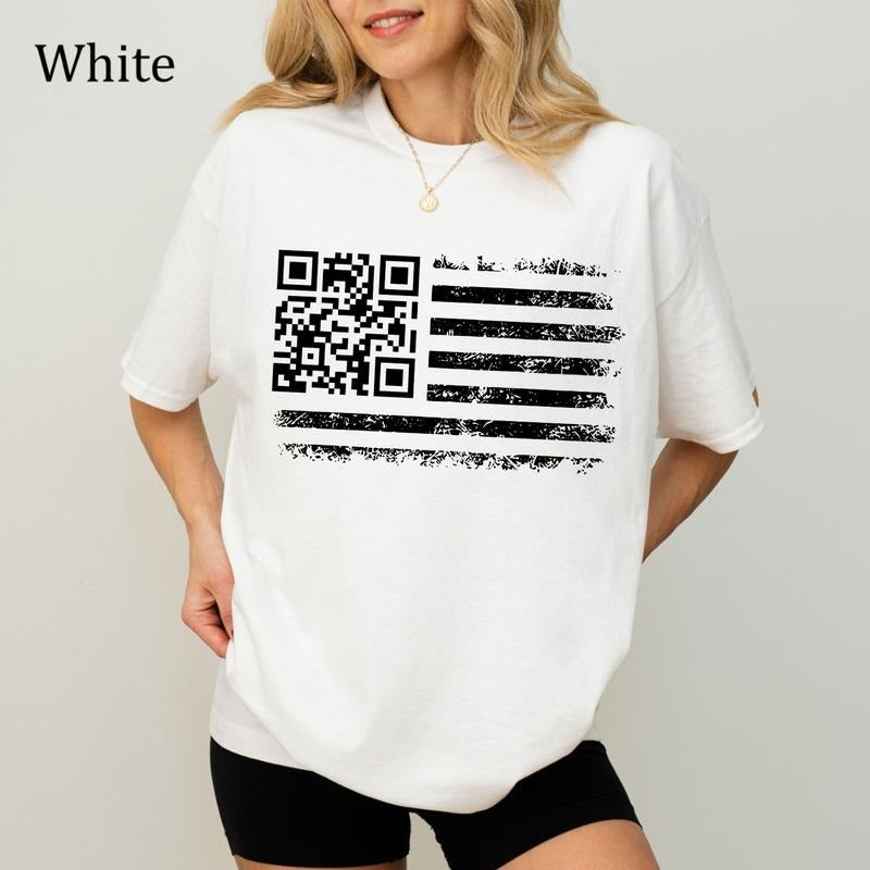Trump QR Code T-Shirt, Funny Political Tee, Trending 2025 Shirt, Ultra Soft Cotton Tee, Everyday Casual Wear Hoodie,...