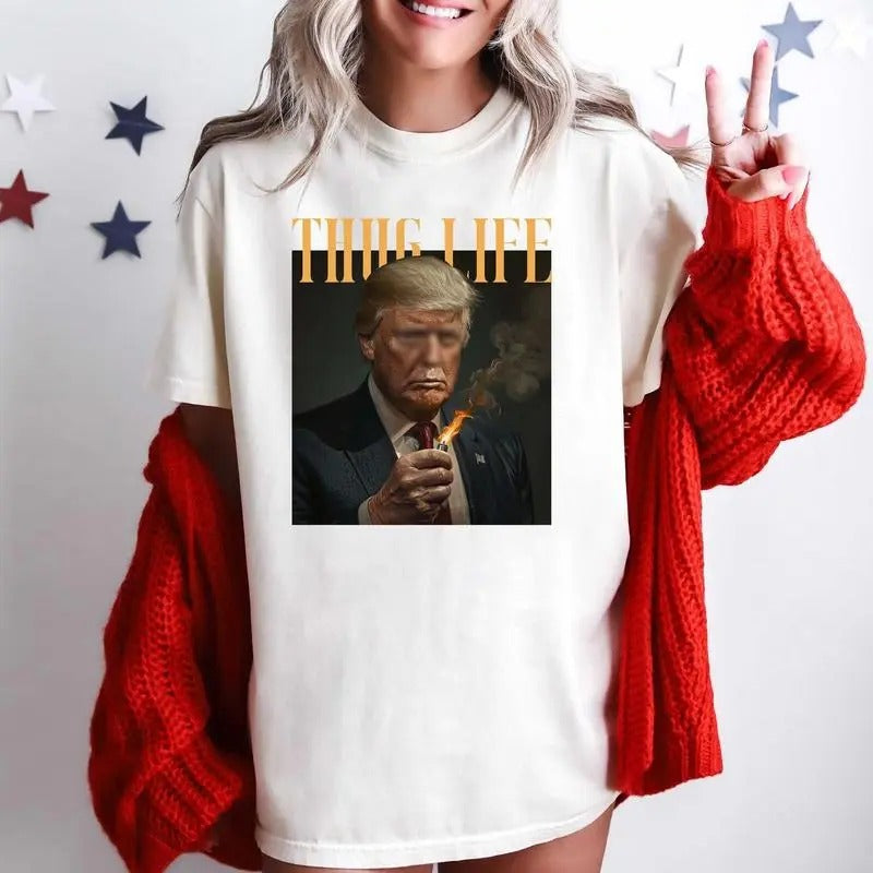 Trump Thug Life Funny Trending Shirt, Man I Love Felon Shirt, Man Wear Hoodie, Sweatshirt | HypeCrazeTee.com