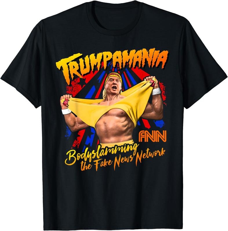 Trump Wrestling Meme Fake News Trumpamania Cotton Short Sleeve Size S 5XL T-Shirts, Hoodie, Sweatshirt