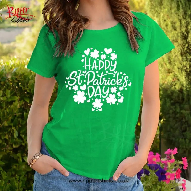 Tshirt (235) HAPPY Saint Patrick's Day Shirt - Shamrock