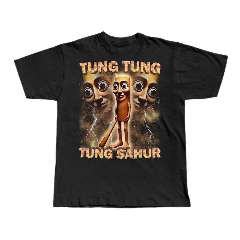 Tung Tung Tung Sahur Funny Baseball Bat Meme T-shirt, Italian Brainrot Shirt, Dank Memes Tshirt, Unhinged Clothes, Weird...