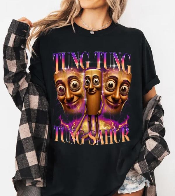 Tung Tung Tung Sahur Italian Brainrot Funny Baseball shirt, Tung Tung Tung Sahur Meme Shirt, T-shirt, Unhinged Internet...