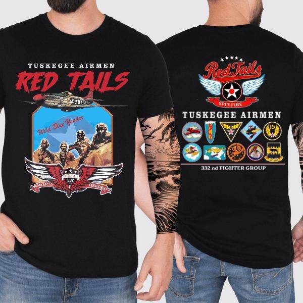 Tuskegee Airmen 2 SIDESS T-Shirt, Tuskegee Airmen Red Tails Graphic on Short-Sleeve Unisex T-Shirt, Black History...