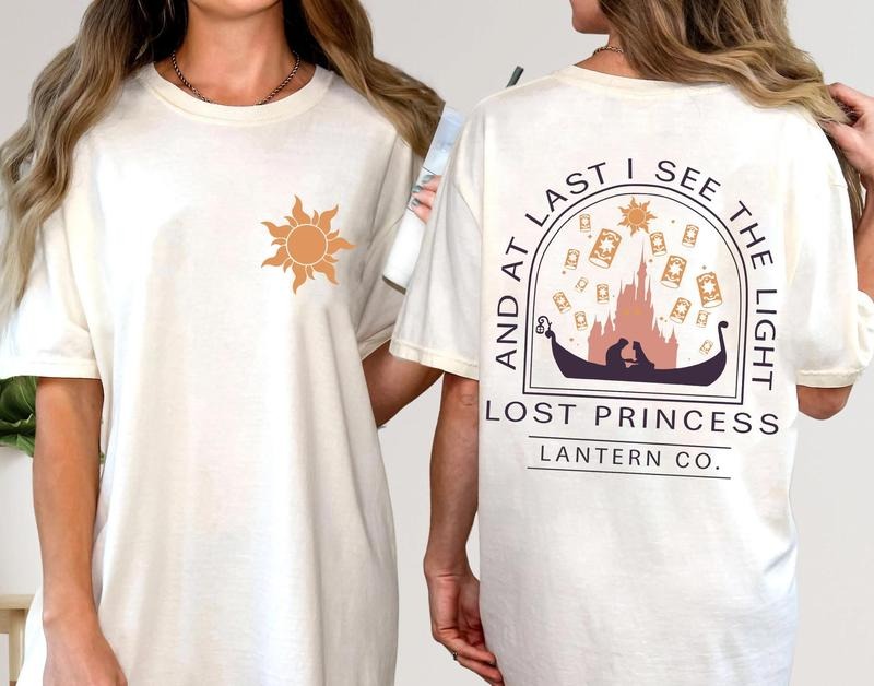 Two sided Lost Princess At Last I See The Light Shirt, Rapunzell Lantern Co Est 2010 Tee, Girl Trip, Family Trip, Friends...