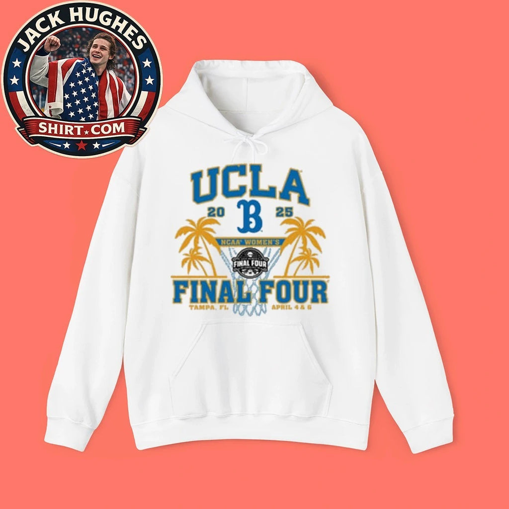 UCLA Bruins White Blue 84 2025 NCAA Women’s Basketball Final Four Logo Shirt