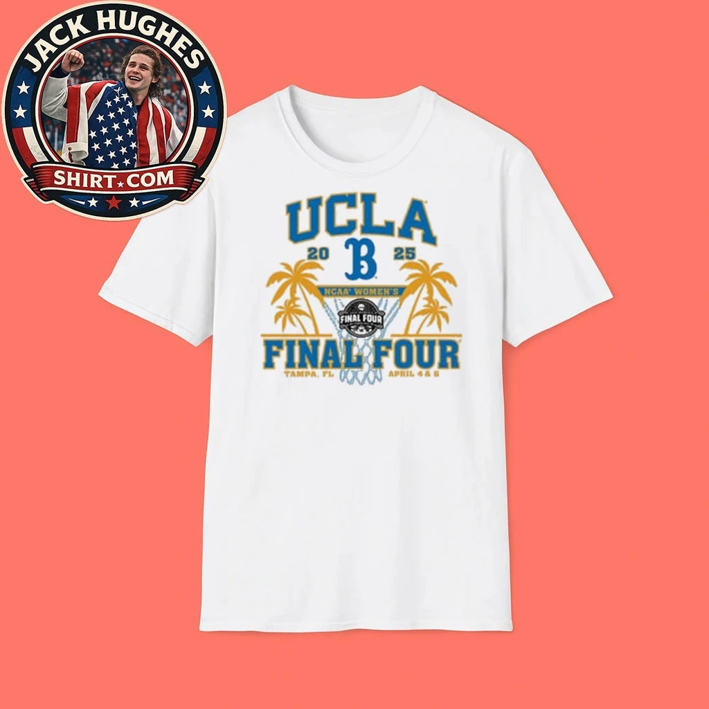 UCLA Bruins White Blue 84 2025 NCAA Women’s Basketball Final Four Logo Shirt