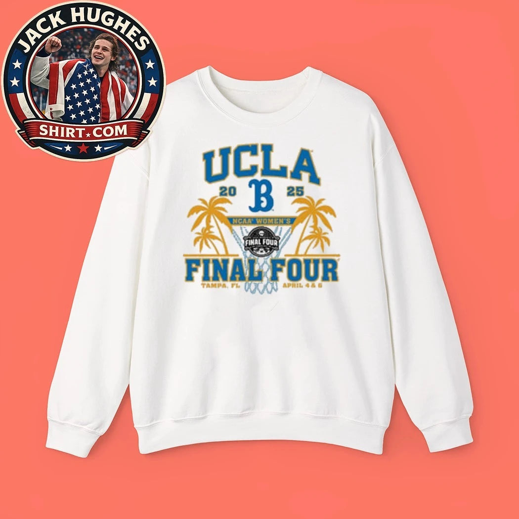 UCLA Bruins White Blue 84 2025 NCAA Women’s Basketball Final Four Logo Shirt