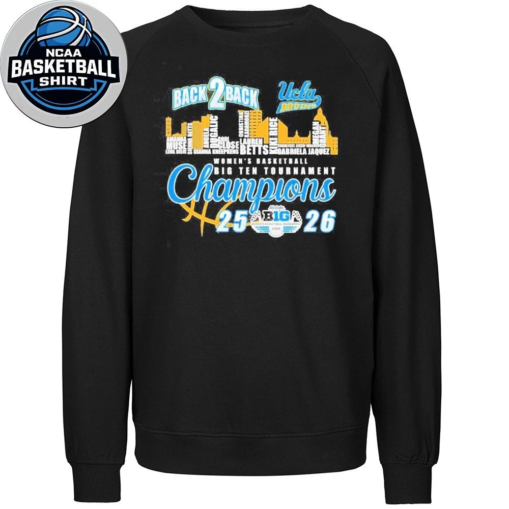 UCLA Bruins X Skyline City Back 2 Back Women’s Basketball Big Ten Tournament Champions Logo Shirt