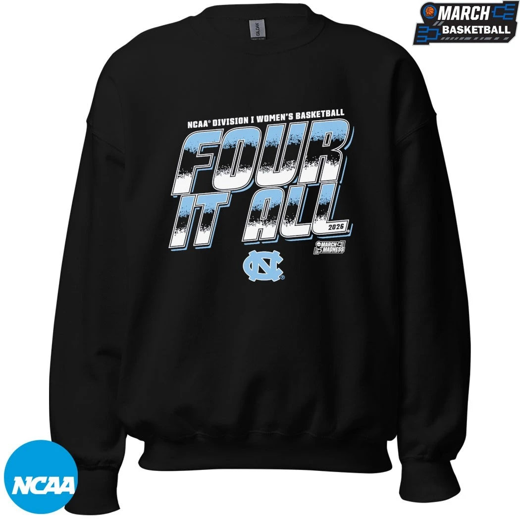 UNC North Carolina Tar Heels Four It All NCAA Women’s Basketball March Madness 2026 T-shirts