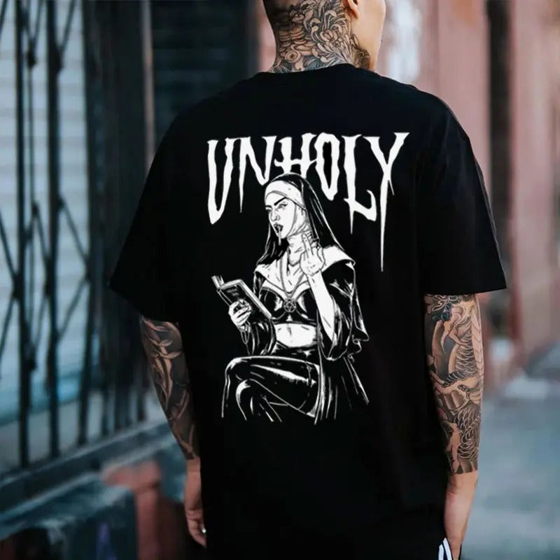 UNHOLY Defiant Nun Print T-Shirts, Hoodie, Sweatshirt