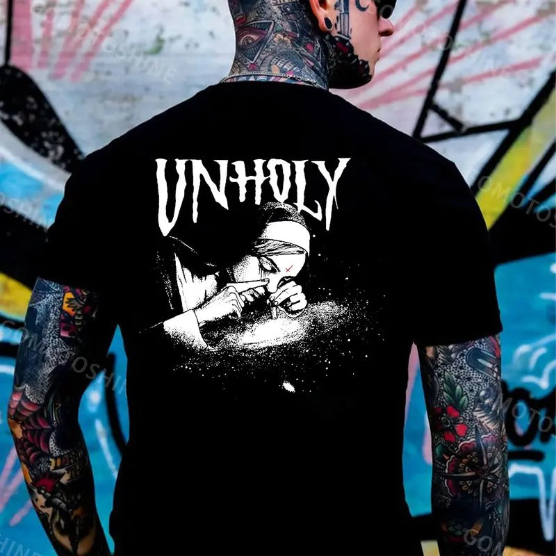 UNHOLY Nun Smoking Dark Black Print T-Shirts, Hoodie, Sweatshirt