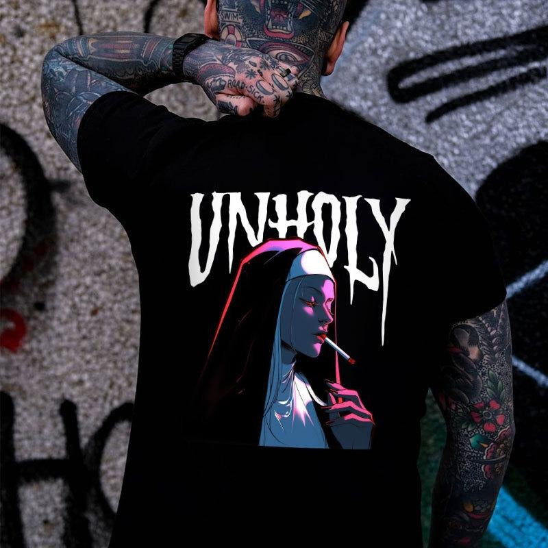 UNHOLY Smoking Nun Print Men's T-Shirt Hoodie, Sweatshirt | HypeCrazeTee.com