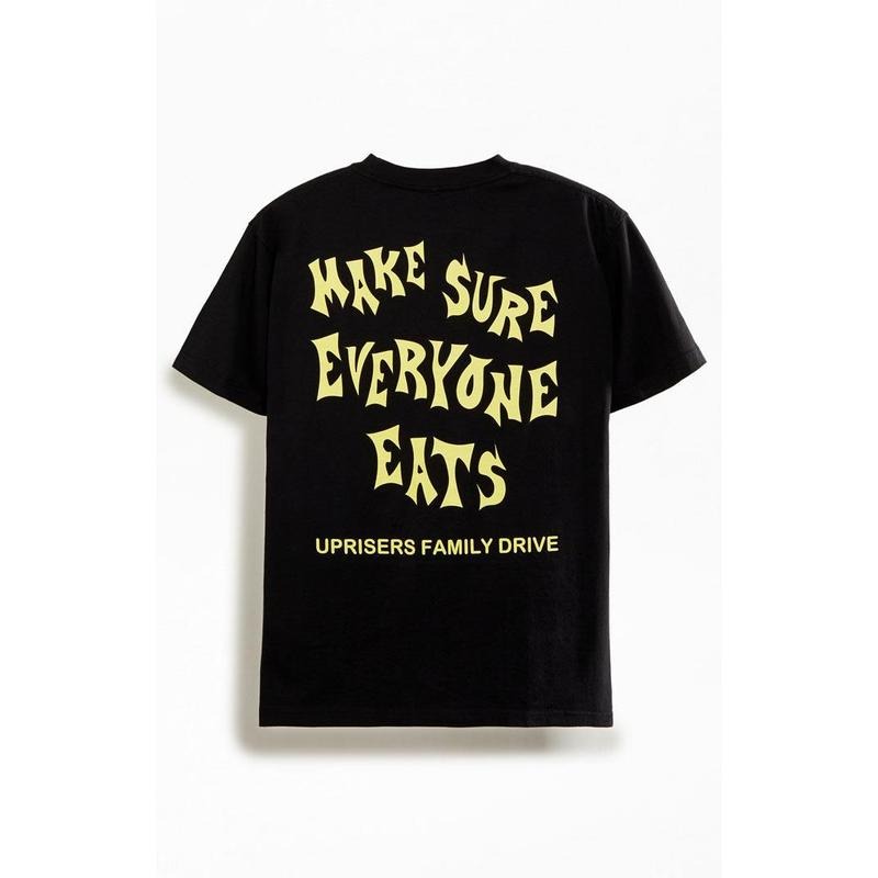 UPRISERS Men's Family Drive x Action Figure Miles Everyone Eats T-Shirt - Multicolor Hoodie, Sweatshirt | HypeCrazeTee.com