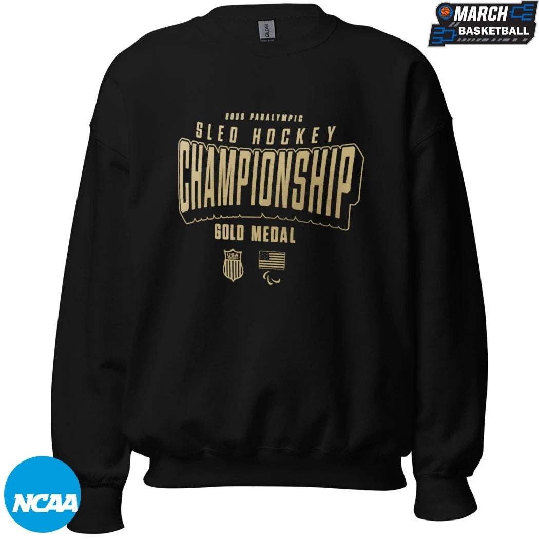 USA National Sled Hockey 2026 Winter Olympics Gold Medal Champions T-Shirts