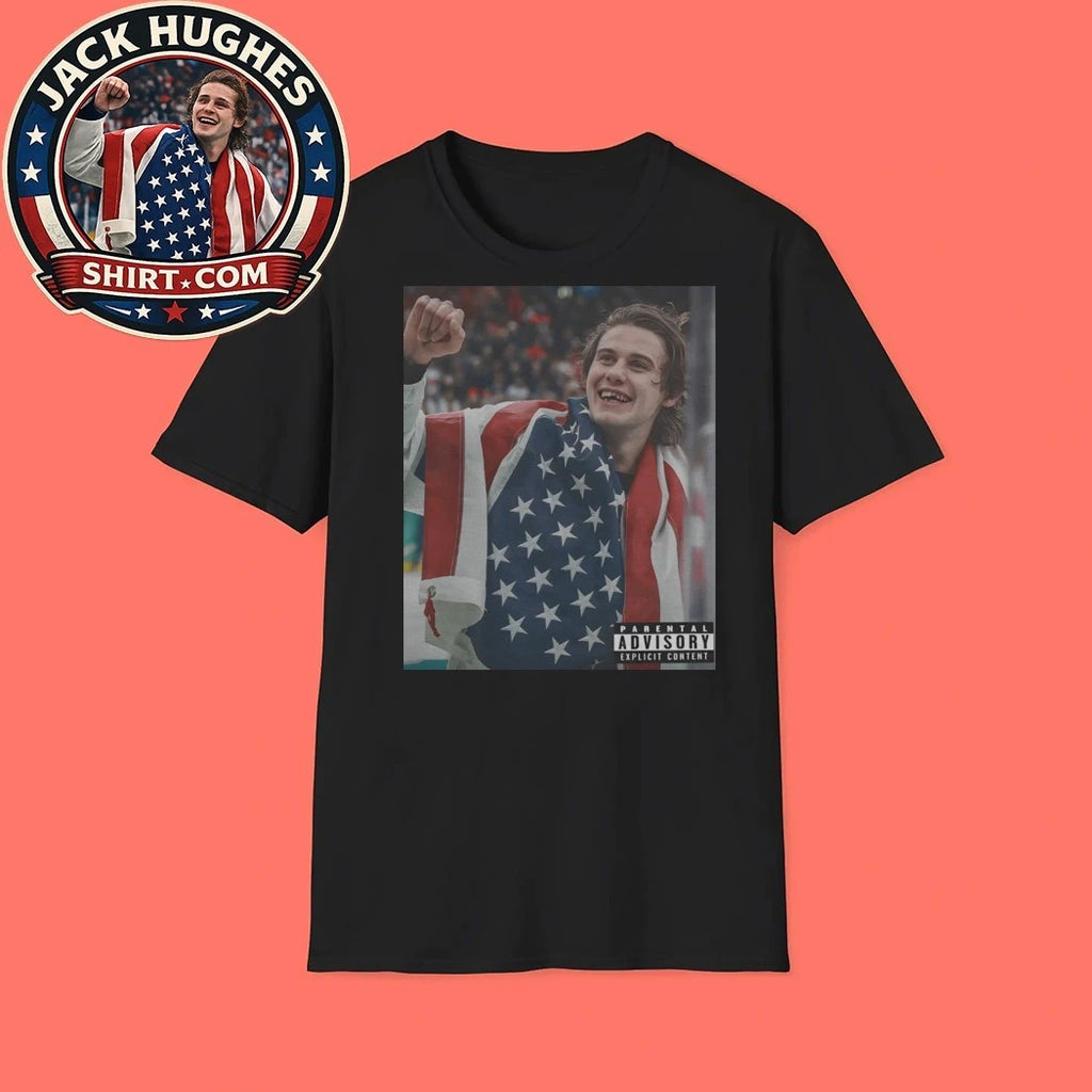 USA Champions Jack Hughes Victory Flag T-Shirt